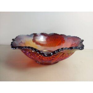 Indiana Glass Heirloom Sunset 10" Amberina Carnival Bowl
